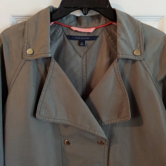NWOT Tommy Hilfiger Ladies Utility Trench Coat Jacket Double Breasted LG 12 NEW! - Picture 3 of 8